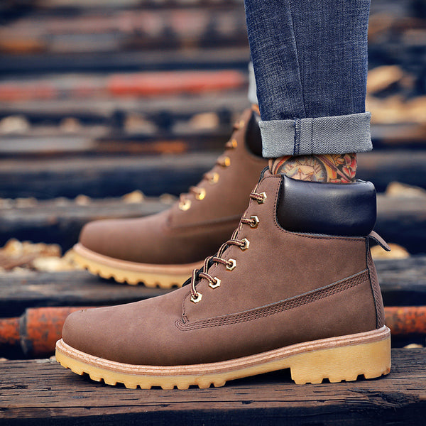 Men's Lace-up PU Leather High-top Casual Snow Boots - Jessie's D Man