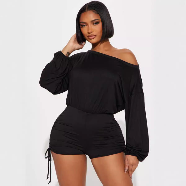 Collar Long Sleeve Loose Jumpsuit Women