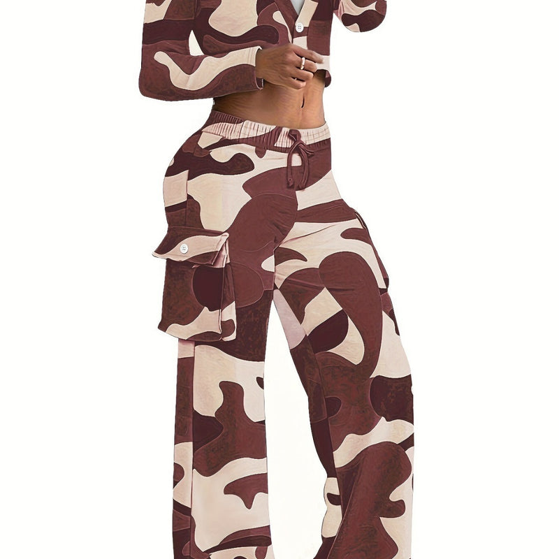 Fashion Camouflage Printing Suit Women