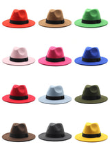 Panama Flat Brim Fedora Woolen Hat