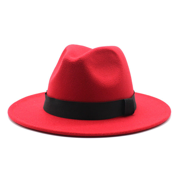 Panama Flat Brim Fedora Woolen Hat