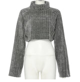 Chenille Turtleneck Cropped Sweater