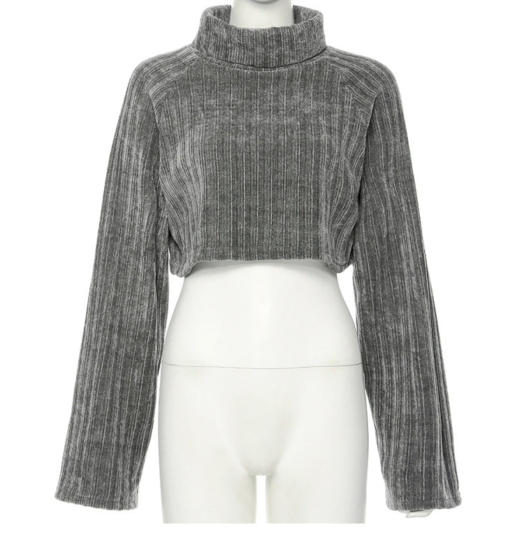 Chenille Turtleneck Cropped Sweater