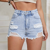 Women's Holes Denim Shorts