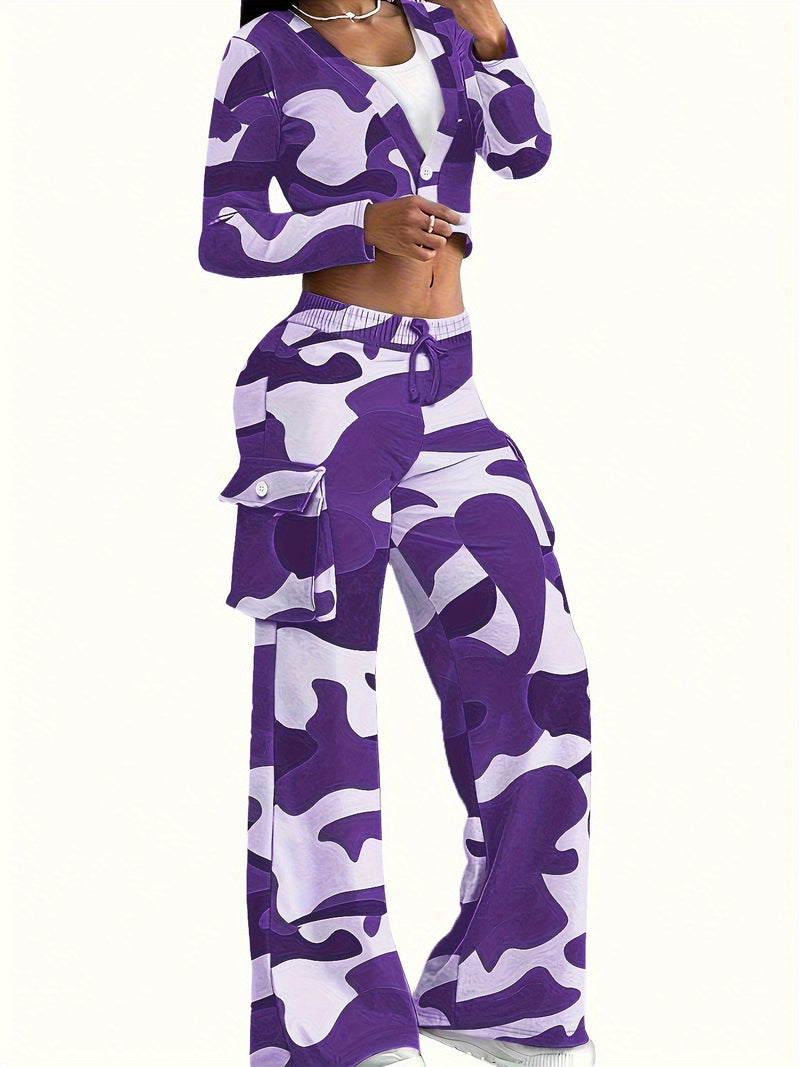 Fashion Camouflage Printing Suit Women