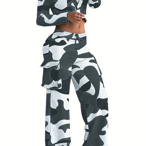 Fashion Camouflage Printing Suit Women