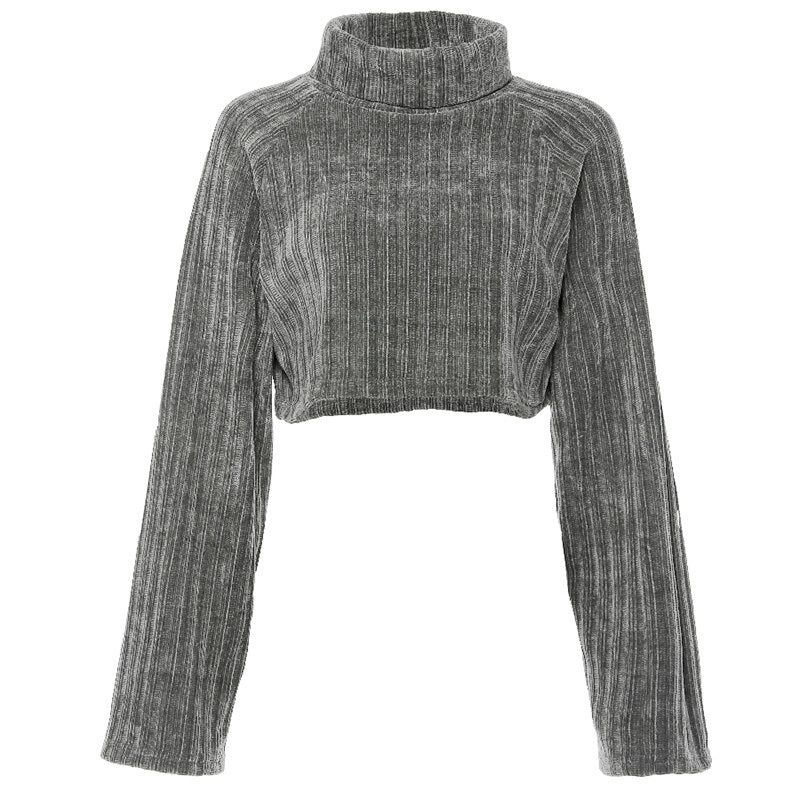 Chenille Turtleneck Cropped Sweater