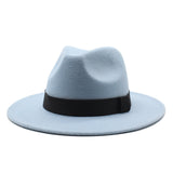Panama Flat Brim Fedora Woolen Hat