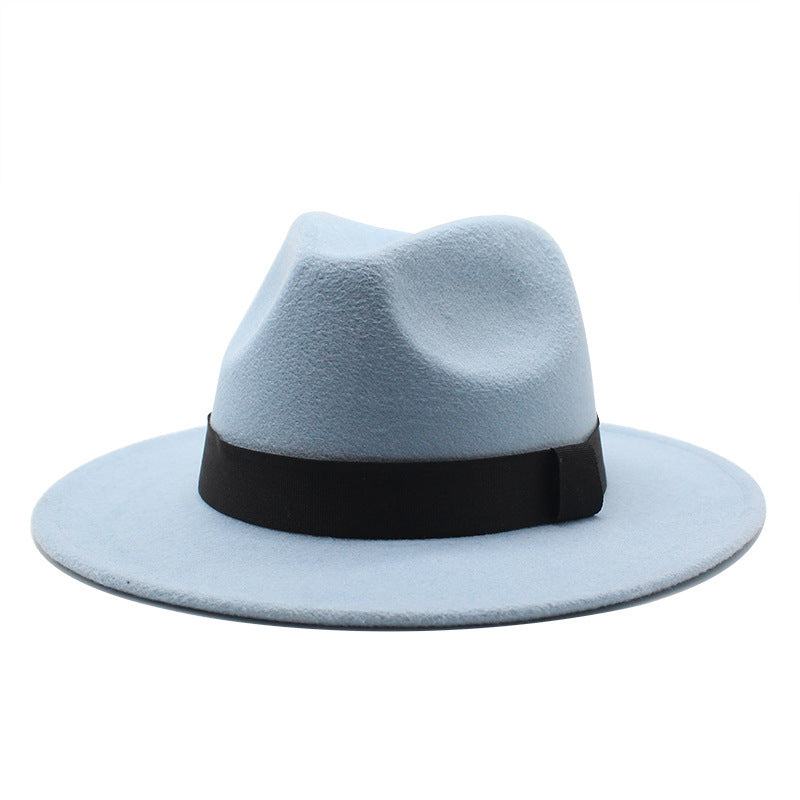 Panama Flat Brim Fedora Woolen Hat