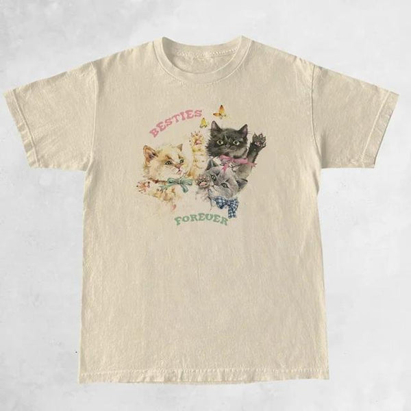 Cute Kitten Besties Forever Women Graphic Top