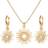 Sunflower Earrings Necklace Jewelry Set