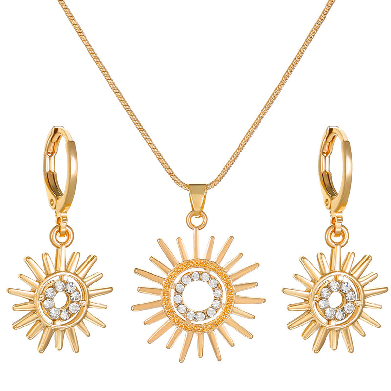 Sunflower Earrings Necklace Jewelry Set