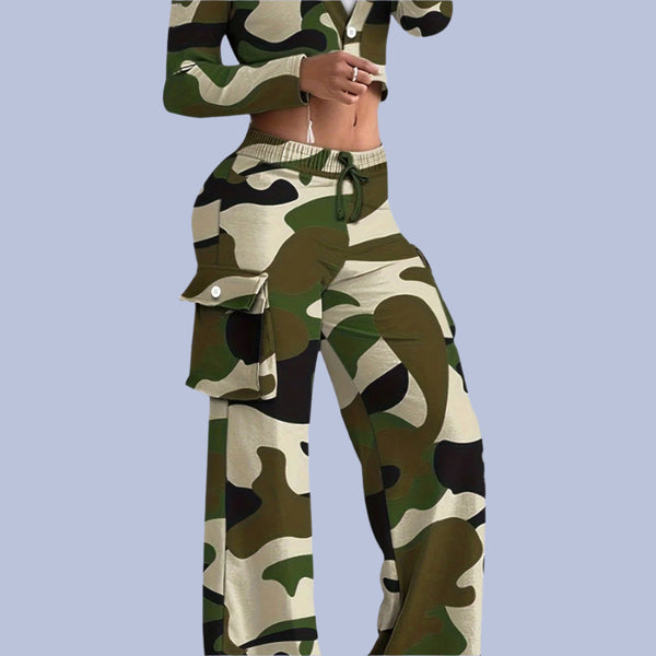 Fashion Camouflage Printing Suit Women