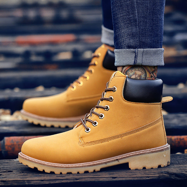 Men's Lace-up PU Leather High-top Casual Snow Boots - Jessie's D Man