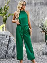 Temperament Commuter Glossy Fabric Trousers Two-piece Set