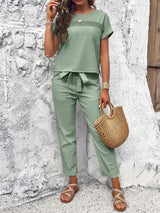 Women's casual short-sleeved top and trousers suit