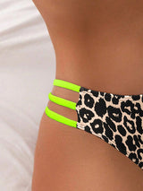 Leopard print two piece sexy swimsuit.