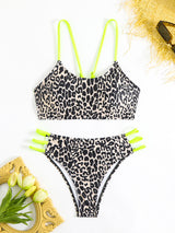 Leopard print two piece sexy swimsuit.