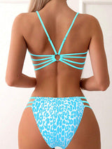 Leopard print two piece sexy swimsuit.