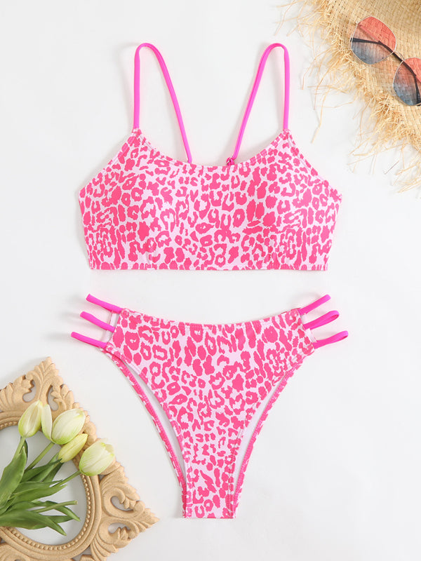 Leopard print two piece sexy swimsuit.