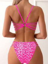 Leopard print two piece sexy swimsuit.