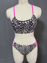 Leopard print two piece sexy swimsuit.