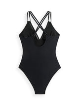 New solid color sling hollow one-piece swimsuit
