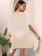 Women's Ruffle Solid Color Simple Loose Beach Bikini Cover Up