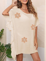 Women's Ruffle Solid Color Simple Loose Beach Bikini Cover Up