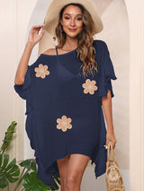 Women's Ruffle Solid Color Simple Loose Beach Bikini Cover Up
