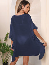 Women's Ruffle Solid Color Simple Loose Beach Bikini Cover Up