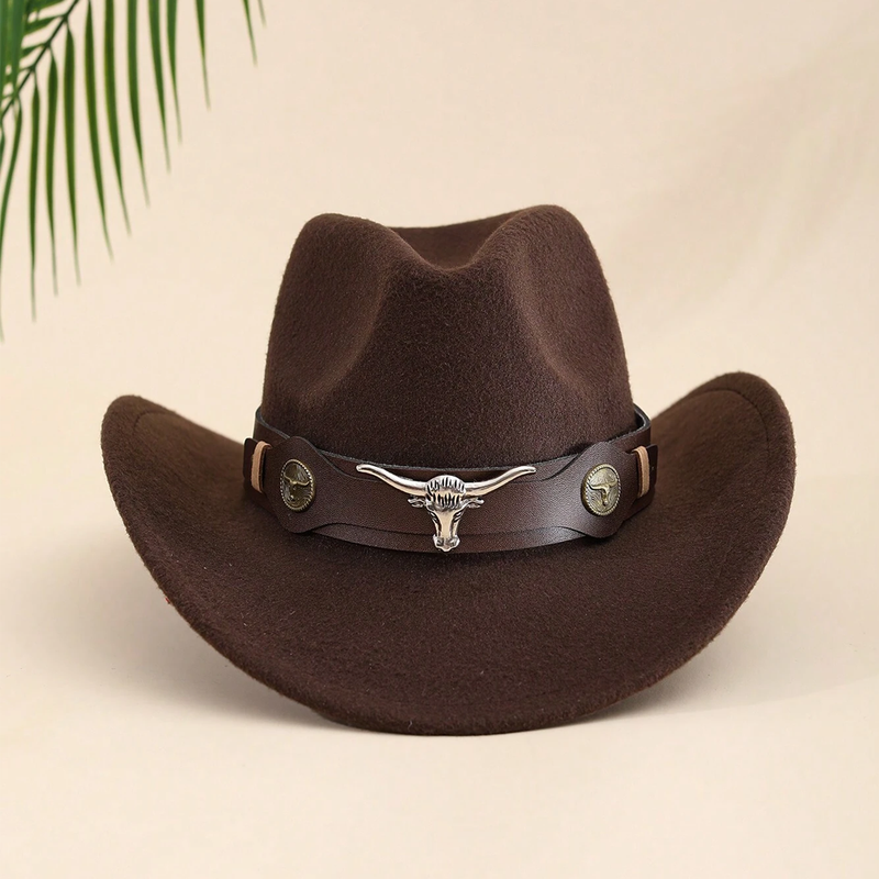 Western Cowboy Hat With Bull Décor